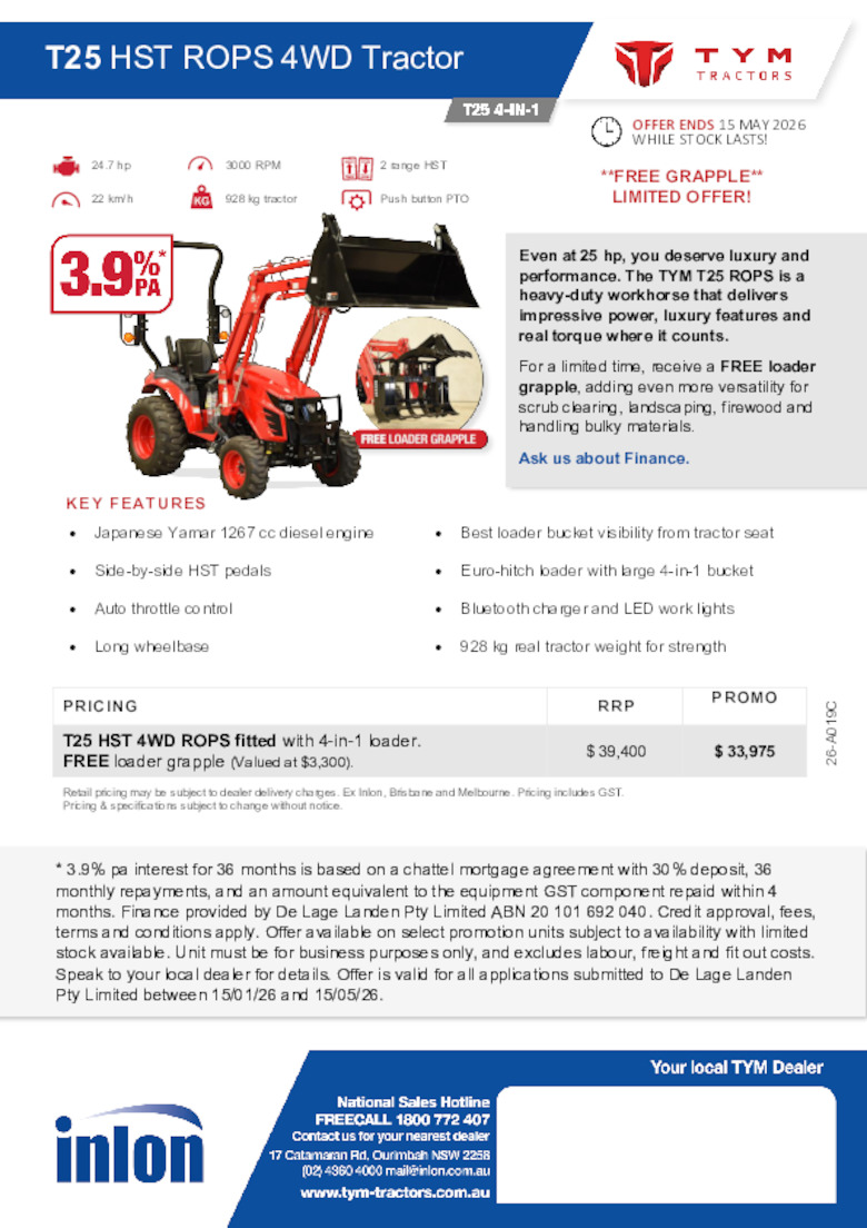26-A019C TYM T25 HST ROPS Promotion oe 15.05